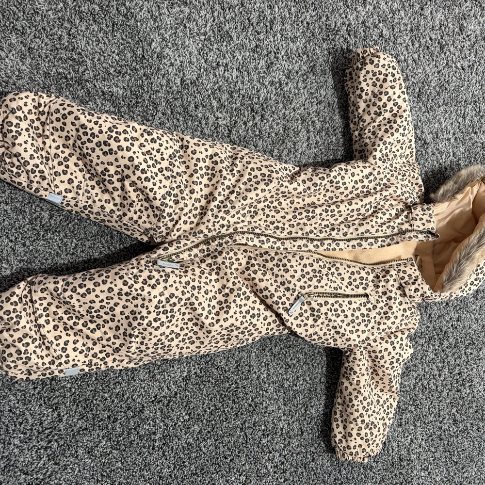 H&M Cream and Black Leopard Print Kids Snowsuit